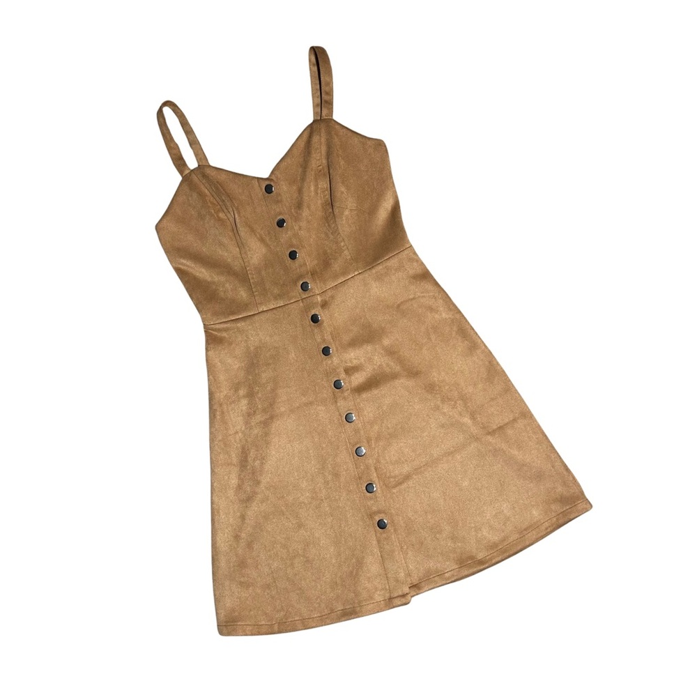 J for Justify Light Brown Sweetheart Neckline Mini Dress with Buttons